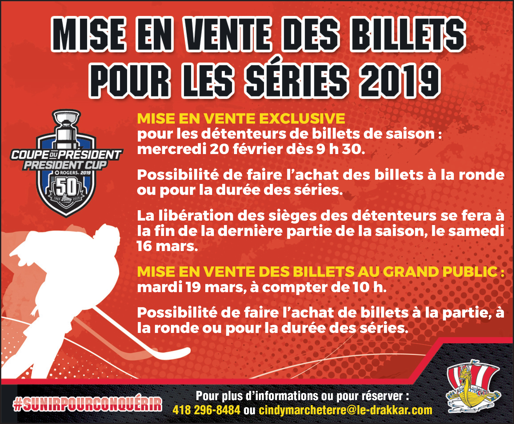 Mise en vente des billets pour les séries éliminatoires 2019 Le