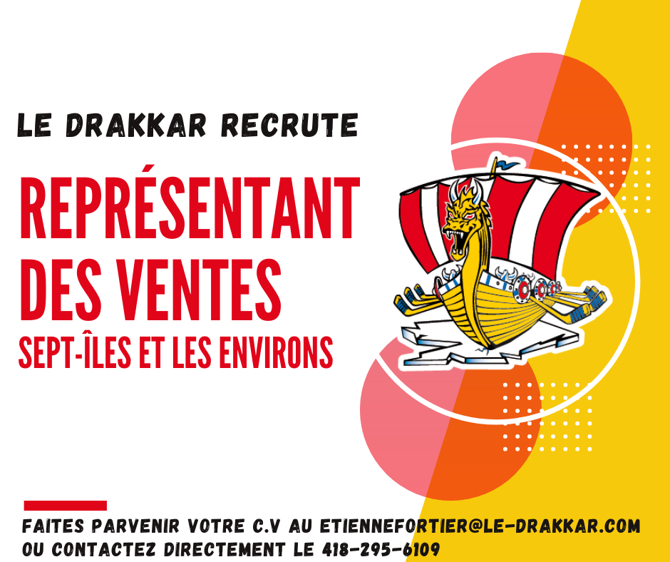 Offre d'emploi Le Drakkar recherche un représentant des ventes Le