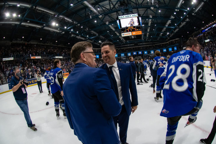 Saint John, NB - JUNE 29: Final game of the 2022 Memorial Cup between the Hamilton Bulldogs vs the Saint John Sea Dogs on June 29, 2022, at the Harbour Station in Saint John, NB. (Photo by Vincent Ethier/CHL)